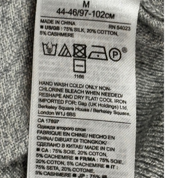 Banana Republic Luxury Blend Grey V-Neck Sweater Silk Cotton Cashmere Mens Med - Picture 6 of 6